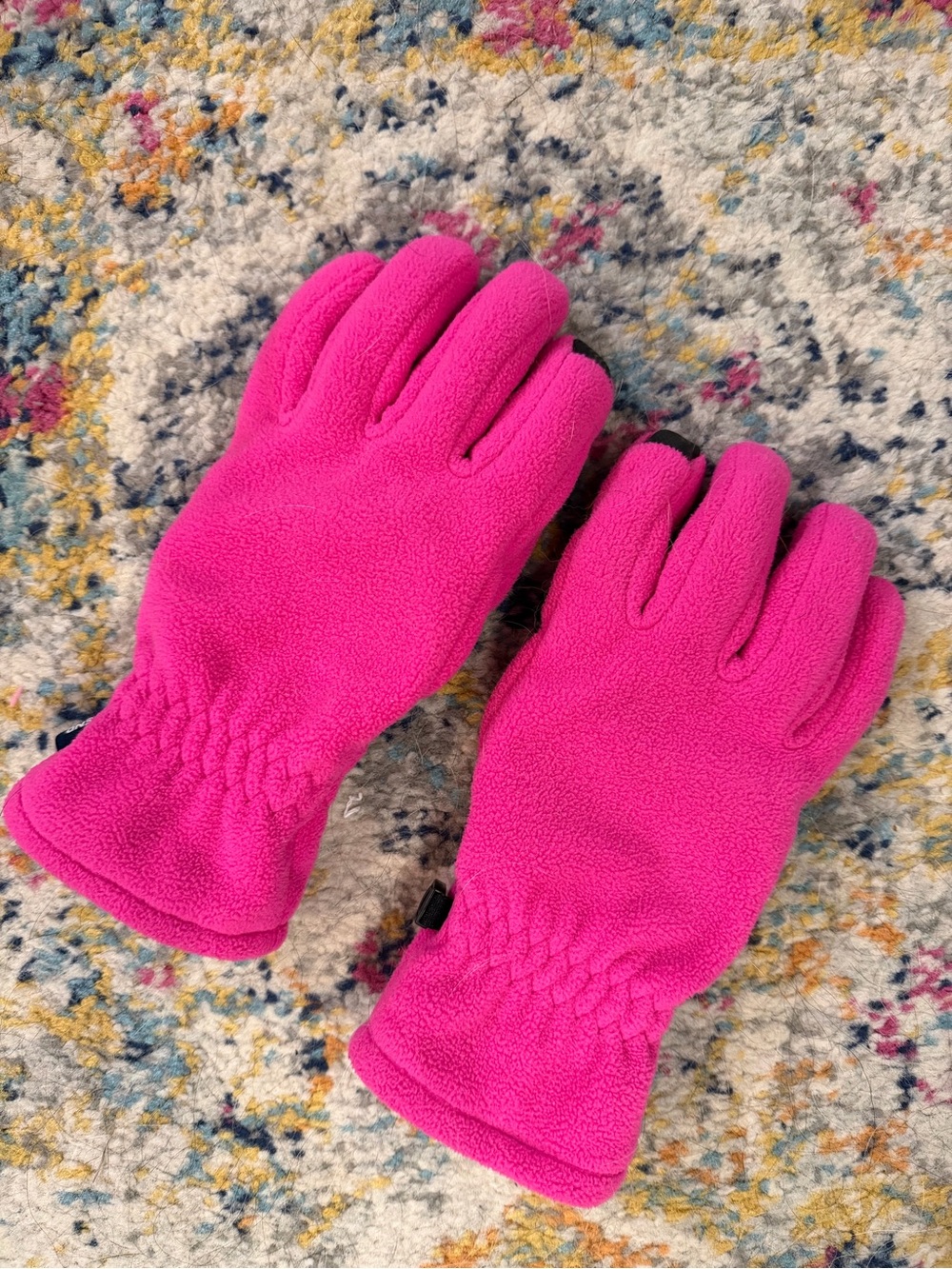 Lands' End Pink Fleece Gloves with Gray Lining